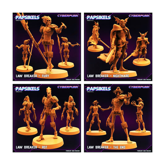 4pc Law Breakers Set - 32mm Scale Alien Miniature  | Batang City | Papsikels