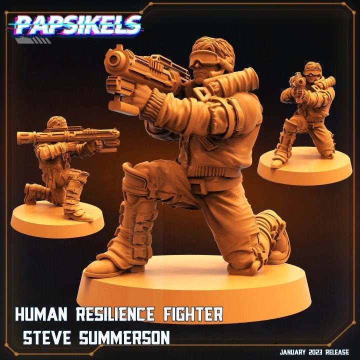 Resilience Fighter Steve Summerson - 32mm Scale Resistence | RPG | Sci fi | Cyberpunk | Role Playing | DnD | Papsikel