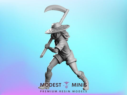 Scythe Girl Survivor | 28mm - 100mm Scale Resin Mini | Zombicide | Vaultz