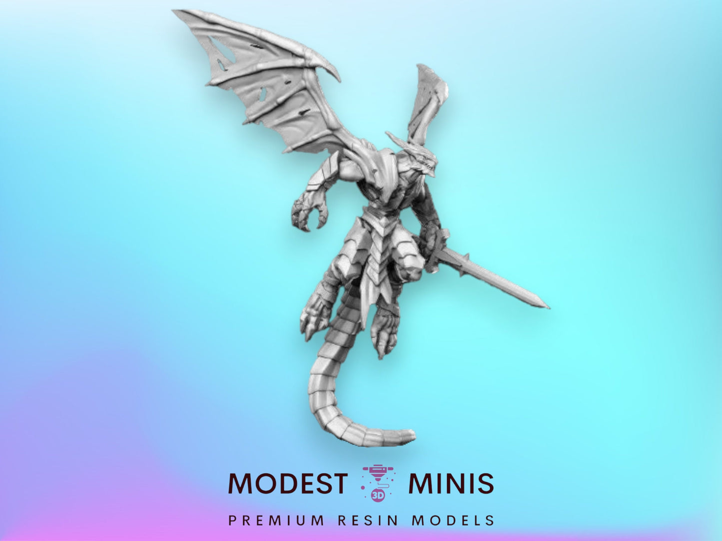 Veltrax Dragon Knight - 32mm Scale DnD Miniature | Dungeons and Dragons | JRPG Mini - RN Estudio