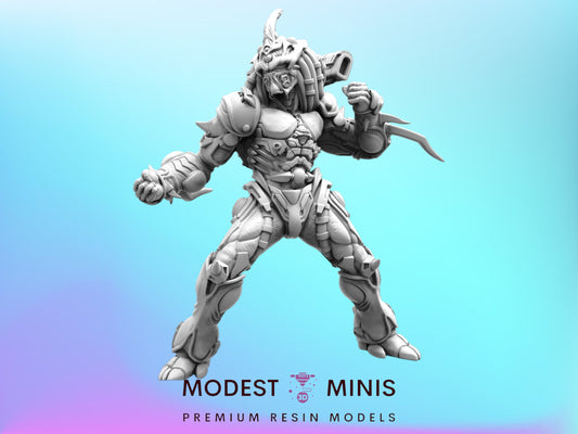 Bio Boosted Techno Apex Skull Hunter D - 32mm Scale Alien Miniature | RPG | Sci fi | Cyberpunk | Role Playing | DnD | Papsikel