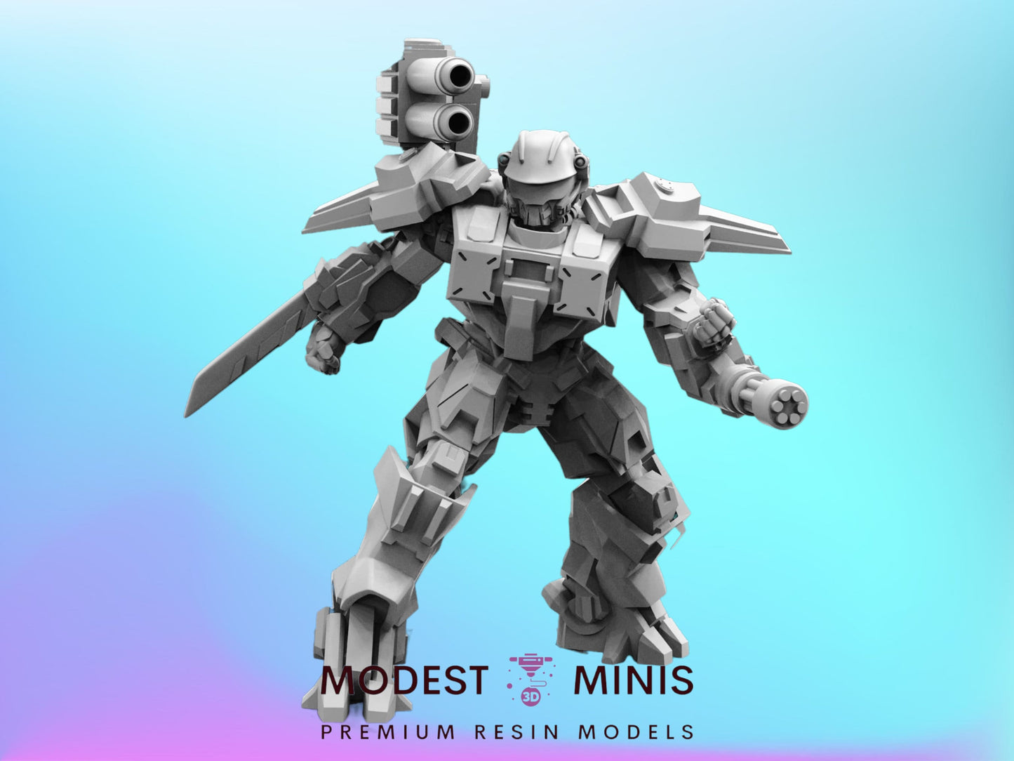 Marine Exo Suit Trooper D - 32mm Scale Miniature | RPG | Sci fi | Cyberpunk | Role Playing | Papsikel
