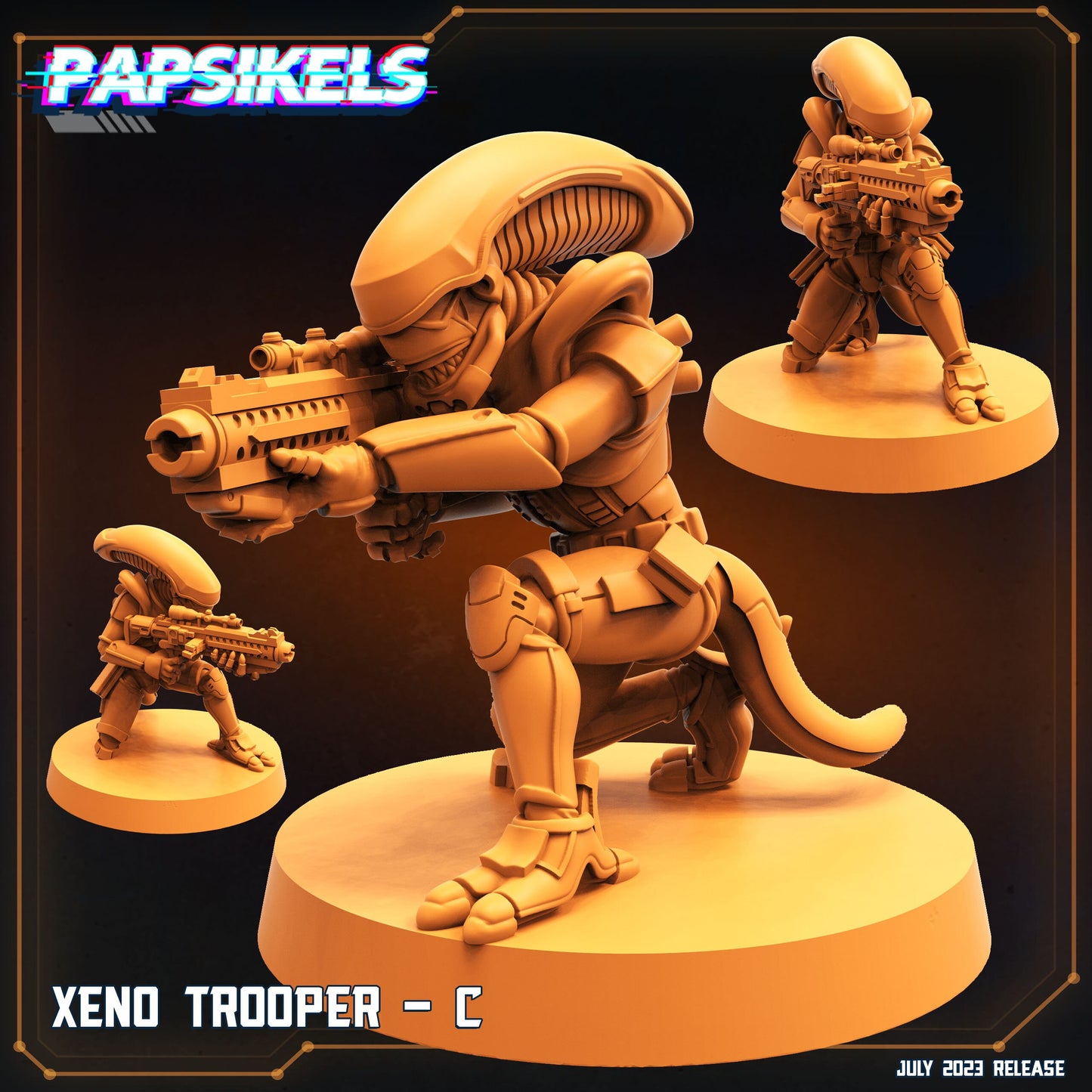 5pc Xeno Trooper Set - 32mm Scale Alien Miniature | RPG | Sci fi | Cyberpunk | Role Playing | DnD | Papsikel Xenowars