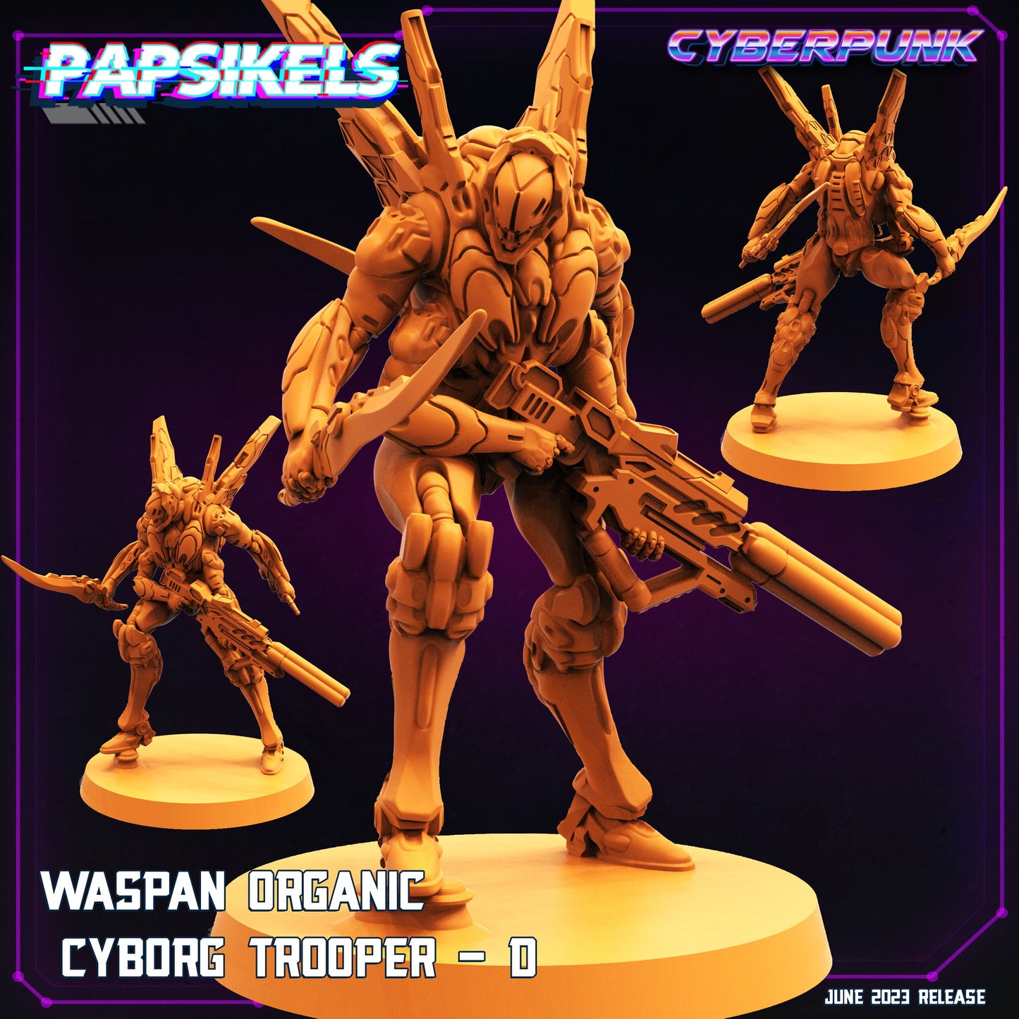 5pc Waspan Organic Cyborg Troopers - Resin Cyberpunk Miniature  | Papsikels