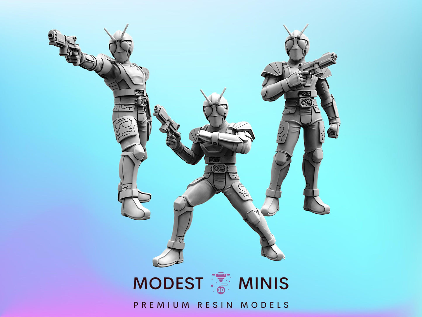 Masked Cyber Rider Orange Set - 28mm 32mm 40mm Scale Cyberpunk Miniature  | Papsikels