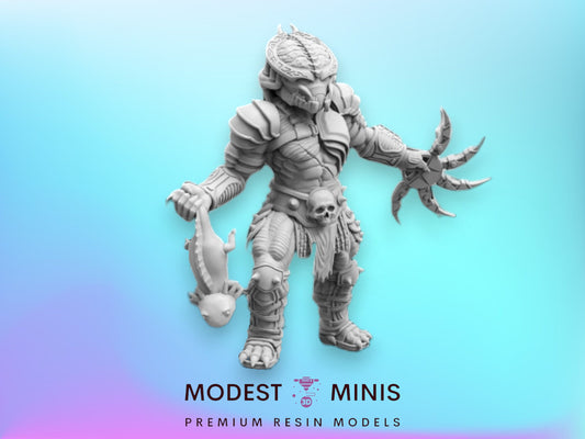Bone Clan Axolotol Skull Hunter - 32mm Scale Alien Miniature | RPG | Sci fi | Cyberpunk | Role Playing | DnD | Papsikel