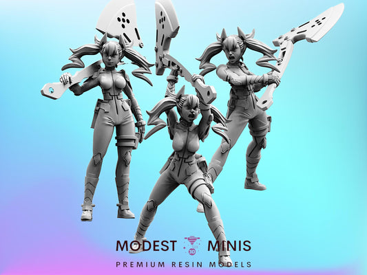 Anti Monster Defense Force Officer 2-4 - 28mm 32mm 40mm Scale Cyberpunk Miniature  | Papsikels