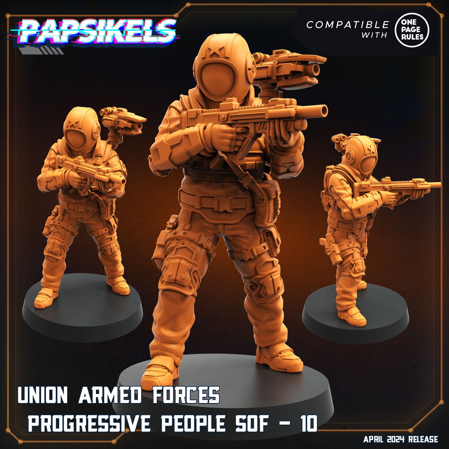 Union Armed Progressive People 7-12 - 32mm Scale Alien Miniature | RPG | Sci fi | Role Playing | DnD | Papsikel