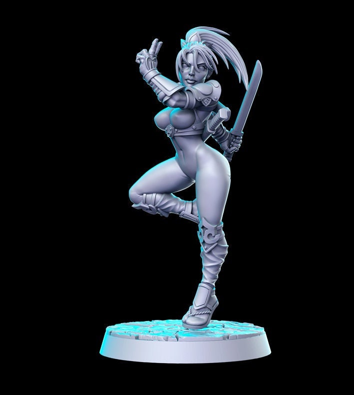 Darkness Hunter Soul Fighter - 32mm Scale DnD Miniature | Dungeons and Dragons | JRPG Mini - RN Estudio