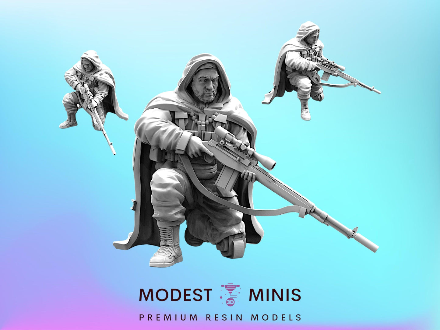 Human Sniper Code Name Guardian - 32mm Cyberpunk Miniature  | Papsikels