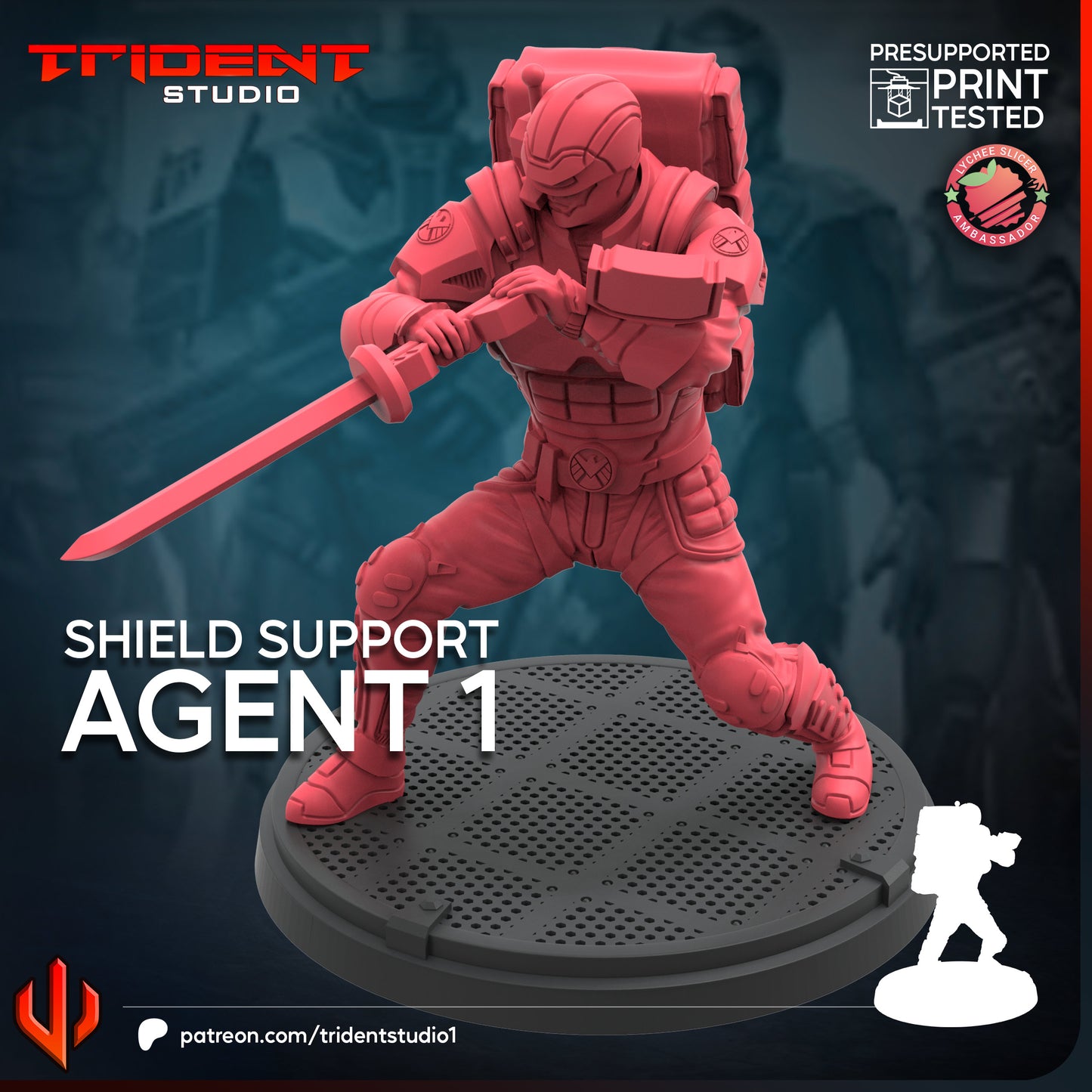Shield Support Agent 1-3 | 32mm - 40mm Mini | Crisis Protocol Proxy | Superhero | Trident