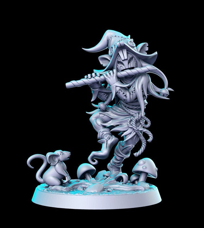 Flute Charmer and Rat - 32mm Scale DnD Miniature | Dungeons and Dragons | Final Fantasy | RPG - RN Estudio