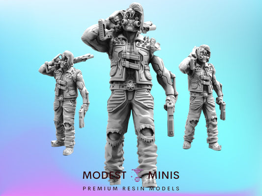 Haelstrom Gang Paule Bronks - 32mm Scale Cyberpunk Mini  | Papsikels