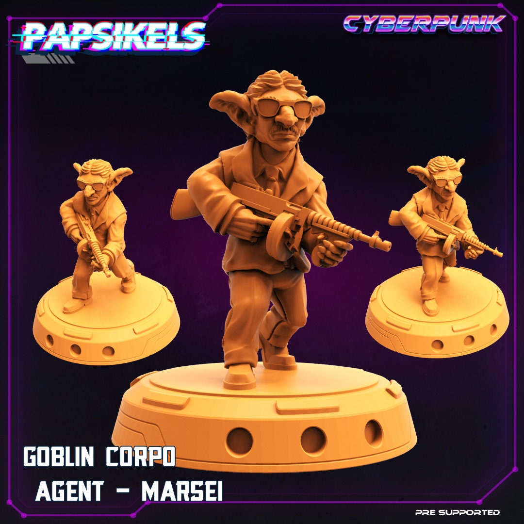 8pc Cybergoblins Heist - 32mm Scale Cyberpunk Miniature  | Law Upholders | Papsikels