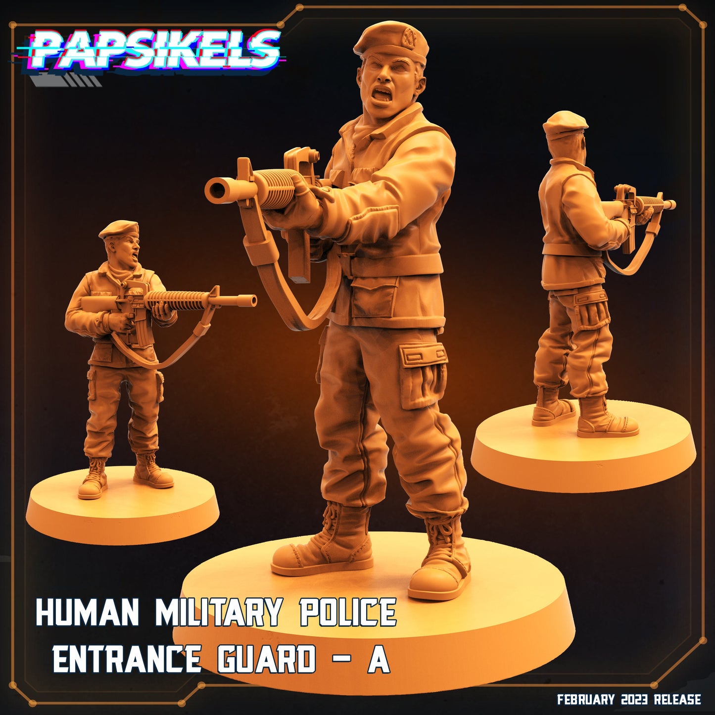 5pc Military Police Entrance Guard - Resin 3D Print Miniature | RPG | Sci fi | Cyberpunk | Role Playing | DnD | Papsikel Star Entrance