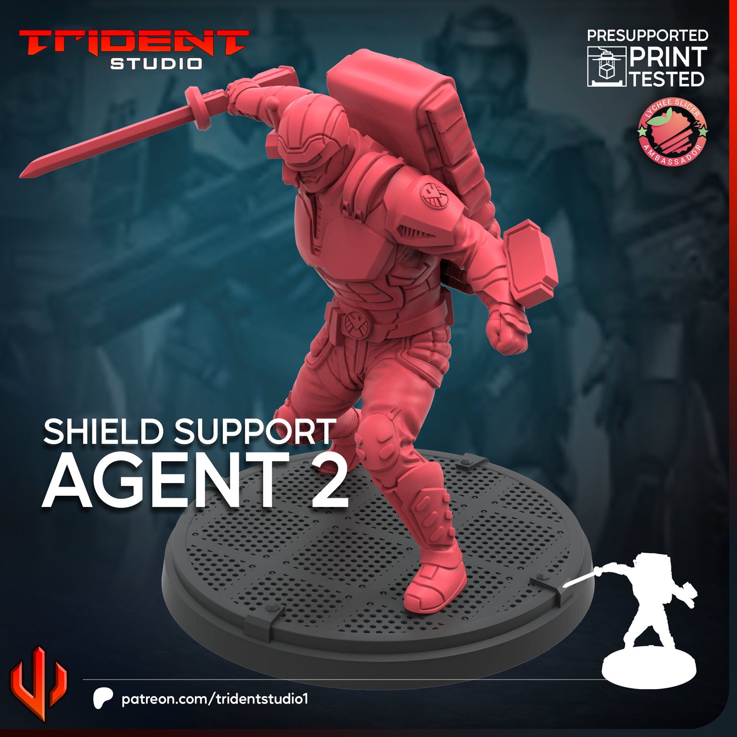 Shield Support Agent 1-3 | 32mm - 40mm Mini | Crisis Protocol Proxy | Superhero | Trident