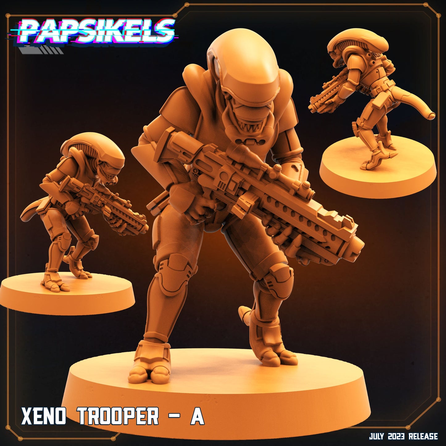 5pc Xeno Trooper Set - 32mm Scale Alien Miniature | RPG | Sci fi | Cyberpunk | Role Playing | DnD | Papsikel Xenowars