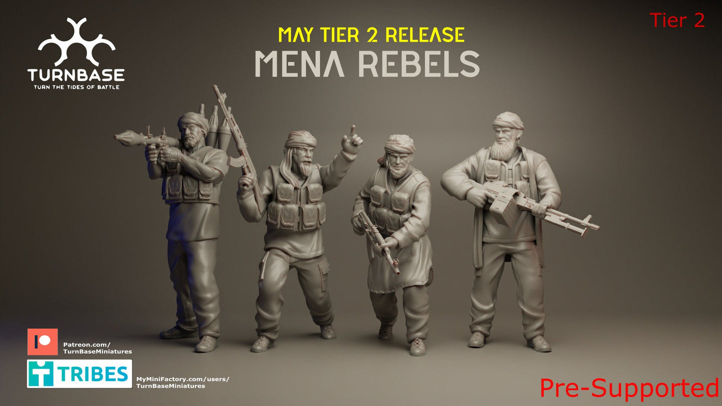 4pc Mena Rebels - 28mm Scale Resin Military Miniature | Zona Alfa | Spectre Ops Mini