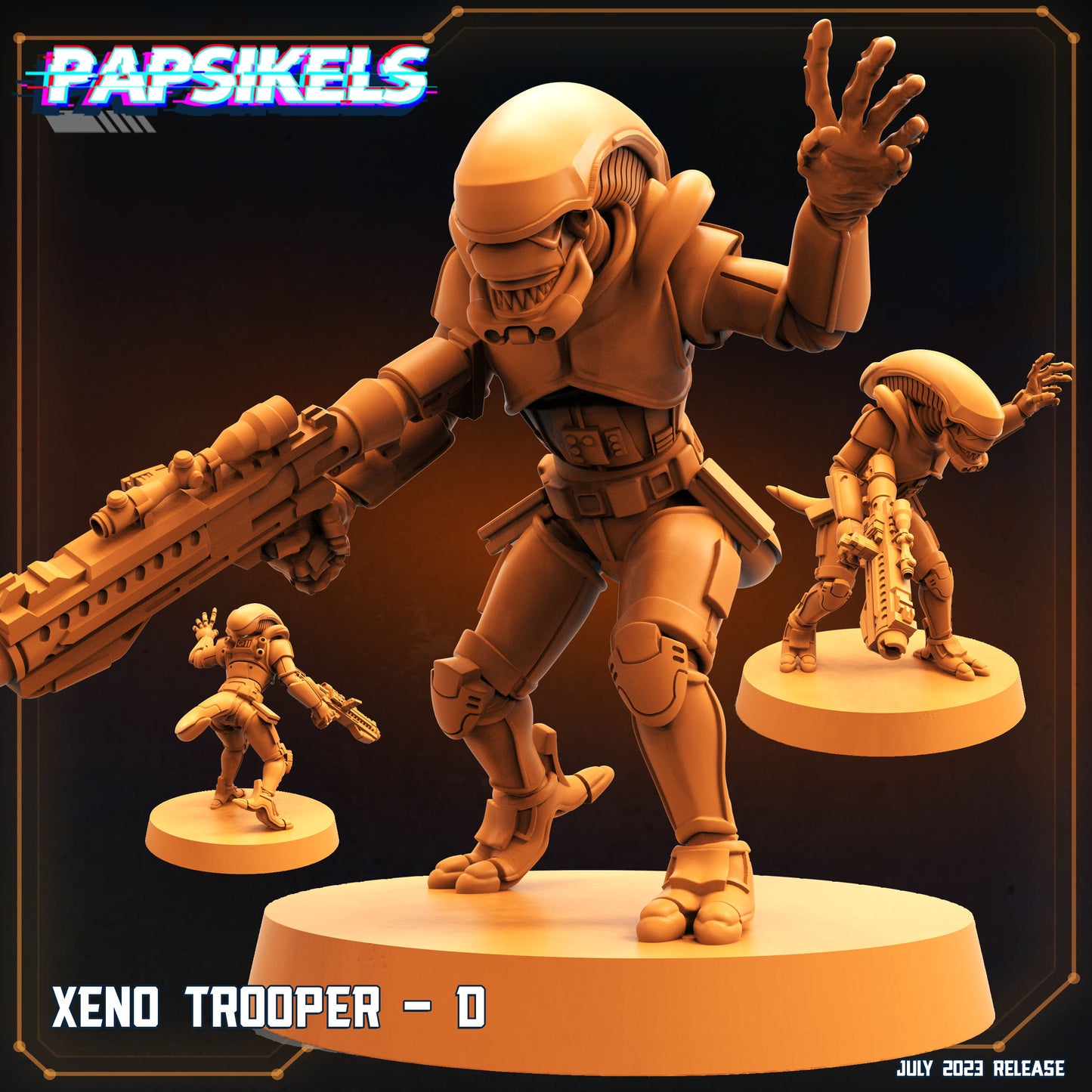 5pc Xeno Trooper Set - 32mm Scale Alien Miniature | RPG | Sci fi | Cyberpunk | Role Playing | DnD | Papsikel Xenowars