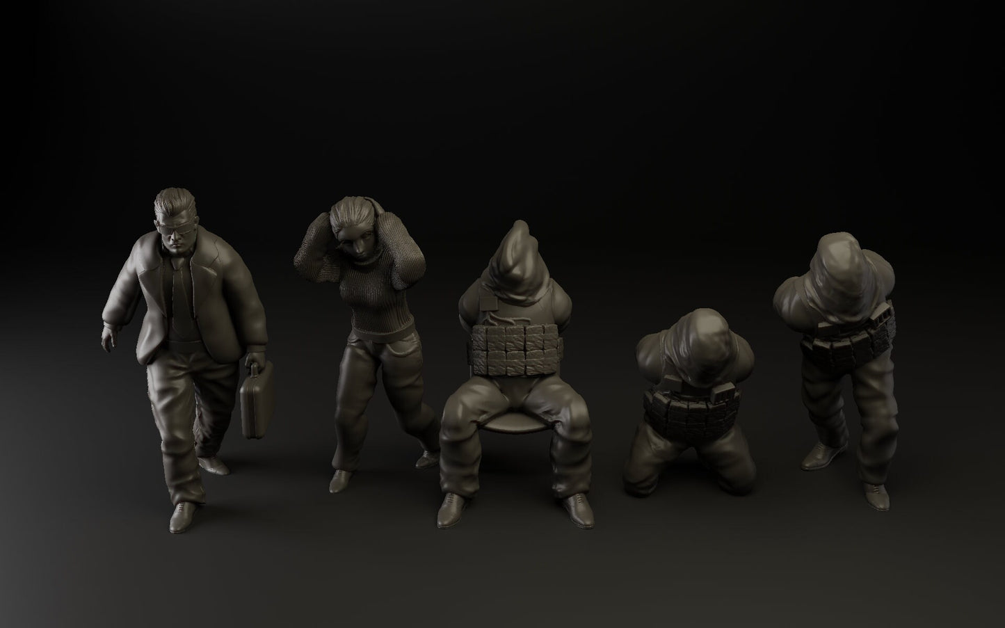 5pc Hostages Scenario - 28mm Scale Resin Military Miniature | Zona Alfa | Spectre Ops Mini