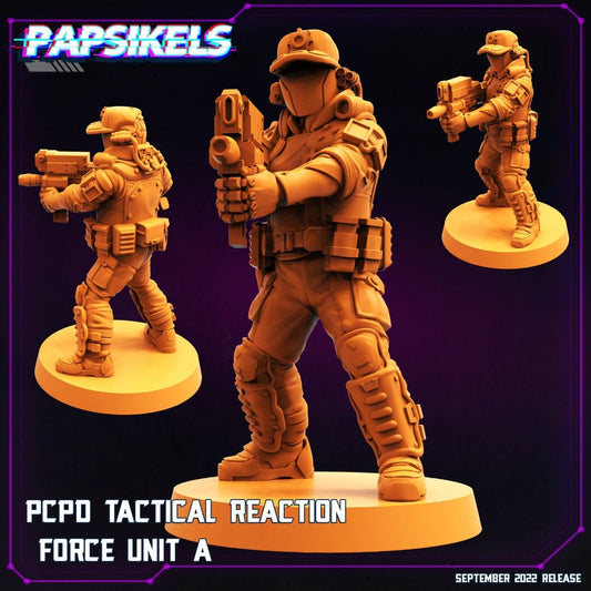 Police Reaction Force A - 32mm Scale Cyberpunk Miniature | RPG | Sci fi | Alien | Role Playing | DnD | Papsikel