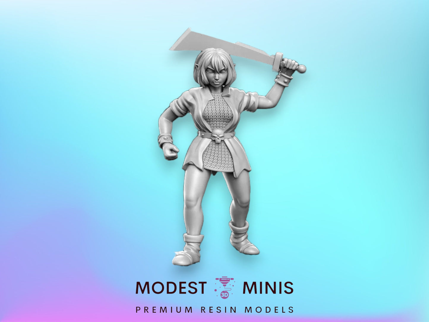 Heroine Quest Orc Sword Female - 28mm 32mm Scale DnD Miniature | Dungeons and Dragons | RN Estudio