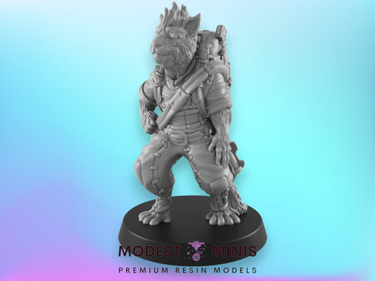 NPC Catfolk Traveler | 28mm to 75mm  DnD Miniature | Frostgrave Mini | EC3D