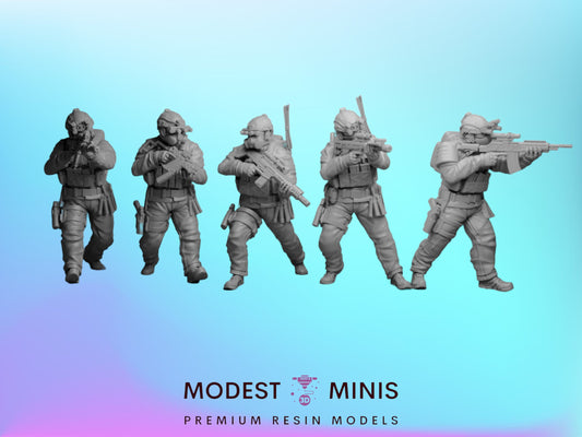 5pc SCP MTF Squad - 28mm Scale Resin Military Miniature | Zona Alfa | Spectre Ops Mini