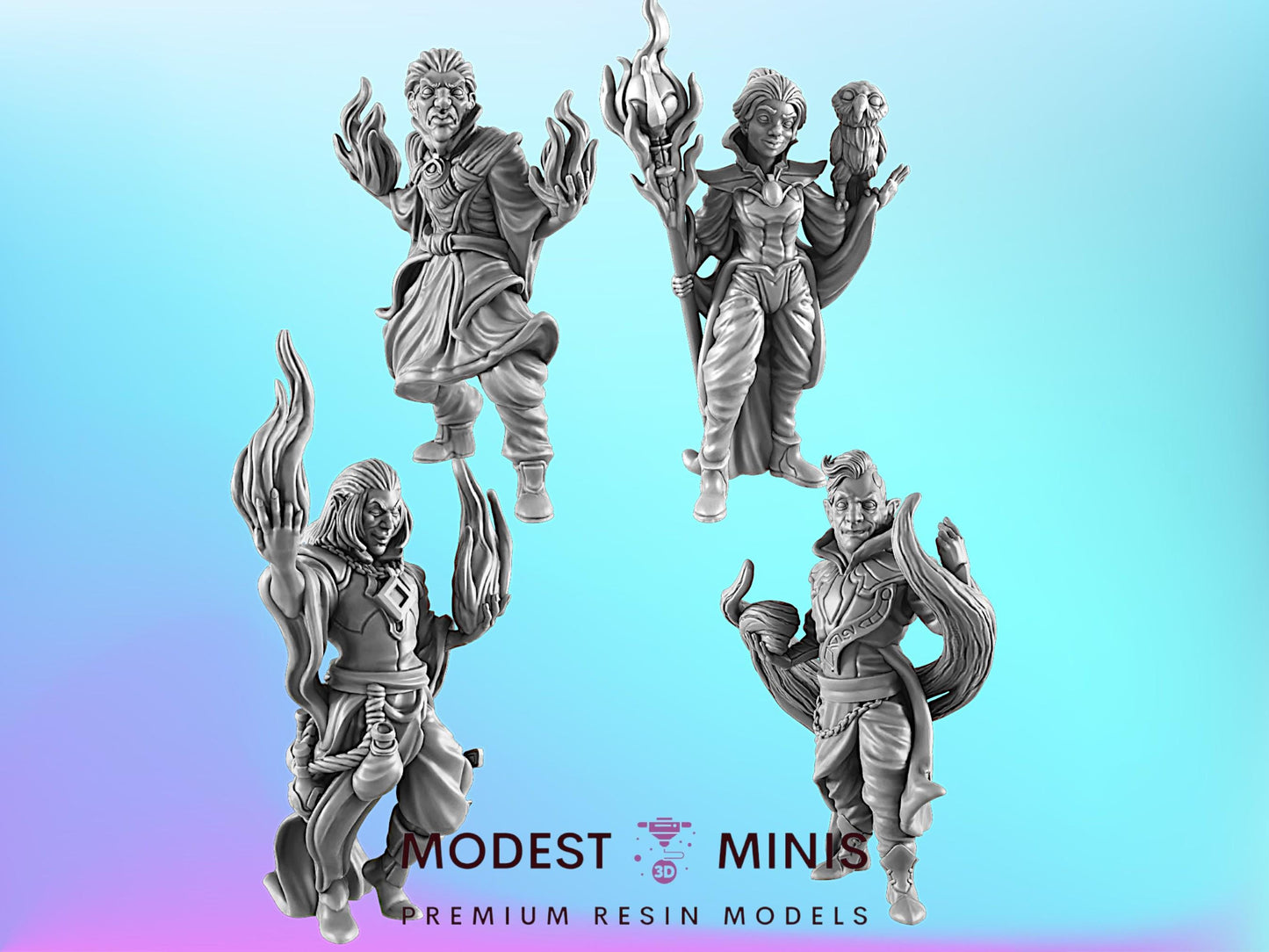 Warlock Heroes  | 25mm - 100mm Scale | DnD | EC3D Fantasy Mini | Everyday Heroes