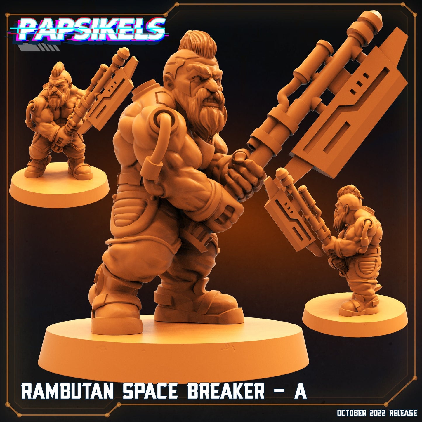 Rambutan Space Breaker A Dwarf - 32mm Scale Alien Miniature | RPG | Sci fi | Cyberpunk | Role Playing | DnD | Papsikel