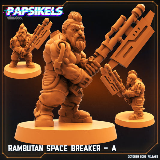 Rambutan Space Breaker A Dwarf - 32mm Scale Alien Miniature | RPG | Sci fi | Cyberpunk | Role Playing | DnD | Papsikel