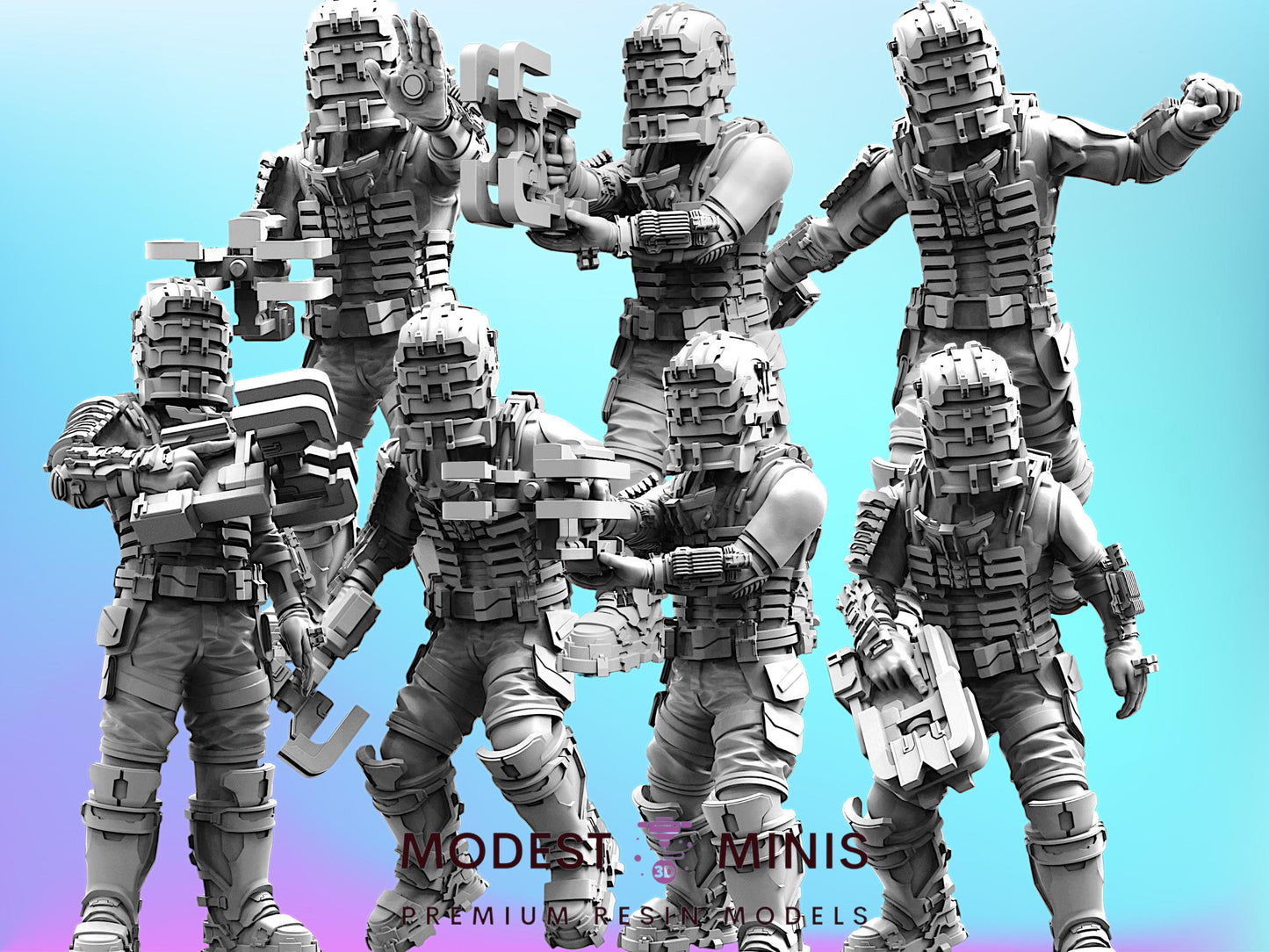 7pc Combat Engineer - 32mm Scale Cyberpunk Miniature | RPG | Sci fi | AvP | Role Playing | DnD | Papsikel