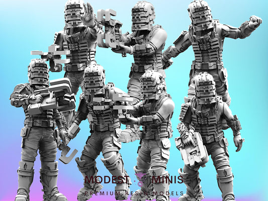 7pc Combat Engineer - 32mm Scale Cyberpunk Miniature | RPG | Sci fi | AvP | Role Playing | DnD | Papsikel