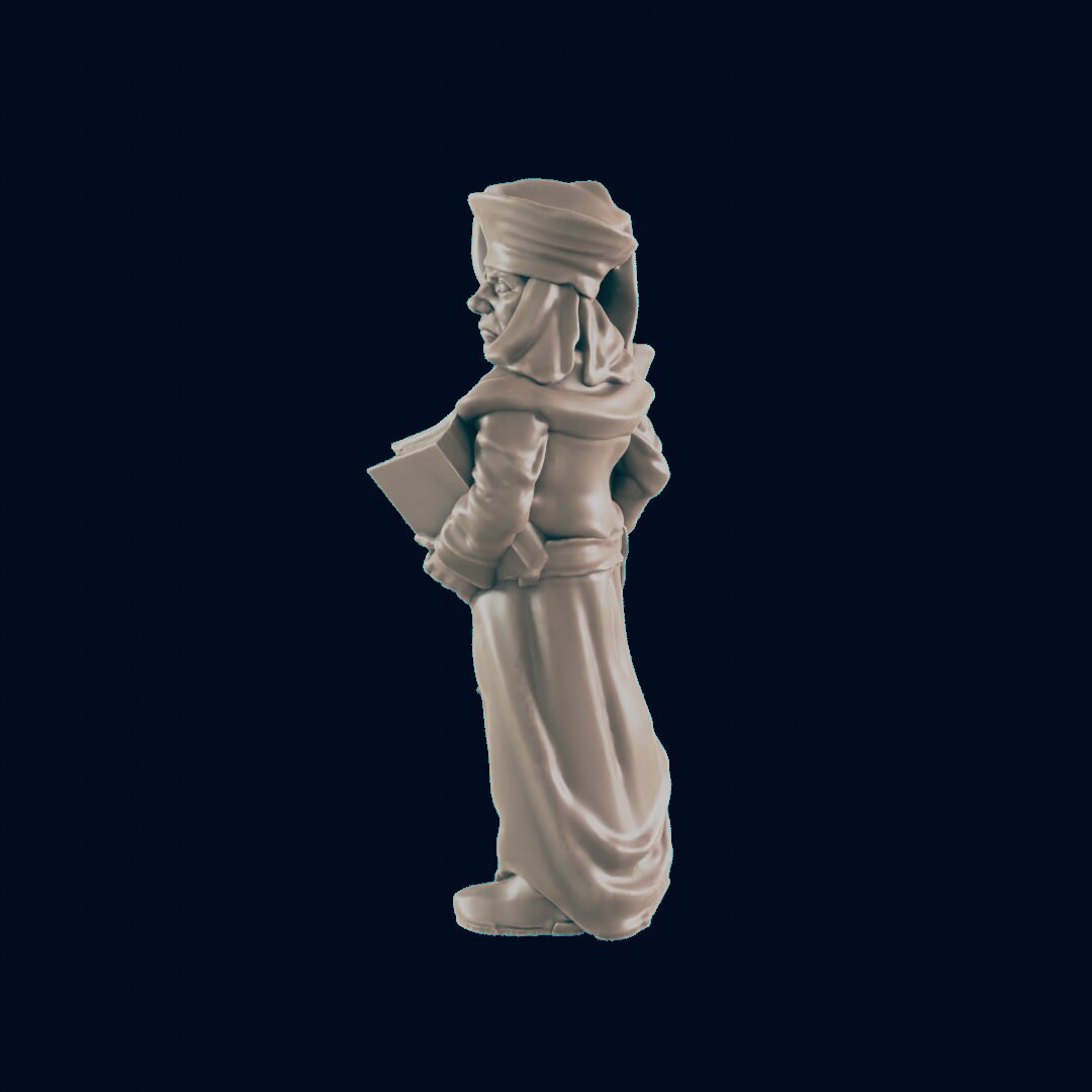 NPC Human Male Clerk - 25mm - 75mm Scale | DnD | EC3D Fantasy Mini | Beasts and Baddies