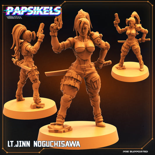 Lt Jinn Noguchisawa - 32mm Scale Alien Miniature | RPG | Sci fi | Cyberpunk | Role Playing | DnD | Papsikel