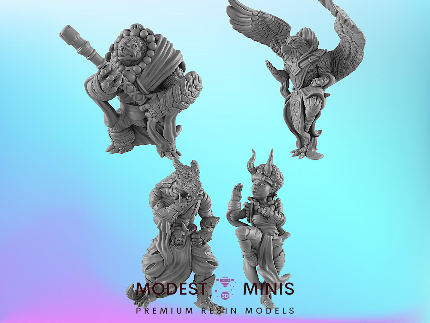 Monk Heroes  | 25mm - 100mm Scale | DnD | EC3D Fantasy Mini | Everyday Heroes