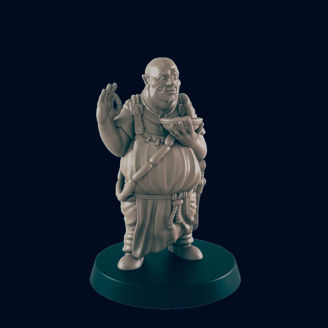 NPC Half Orc Male Chef - 25mm - 75mm Scale | DnD | EC3D Fantasy Mini |Townsfolk