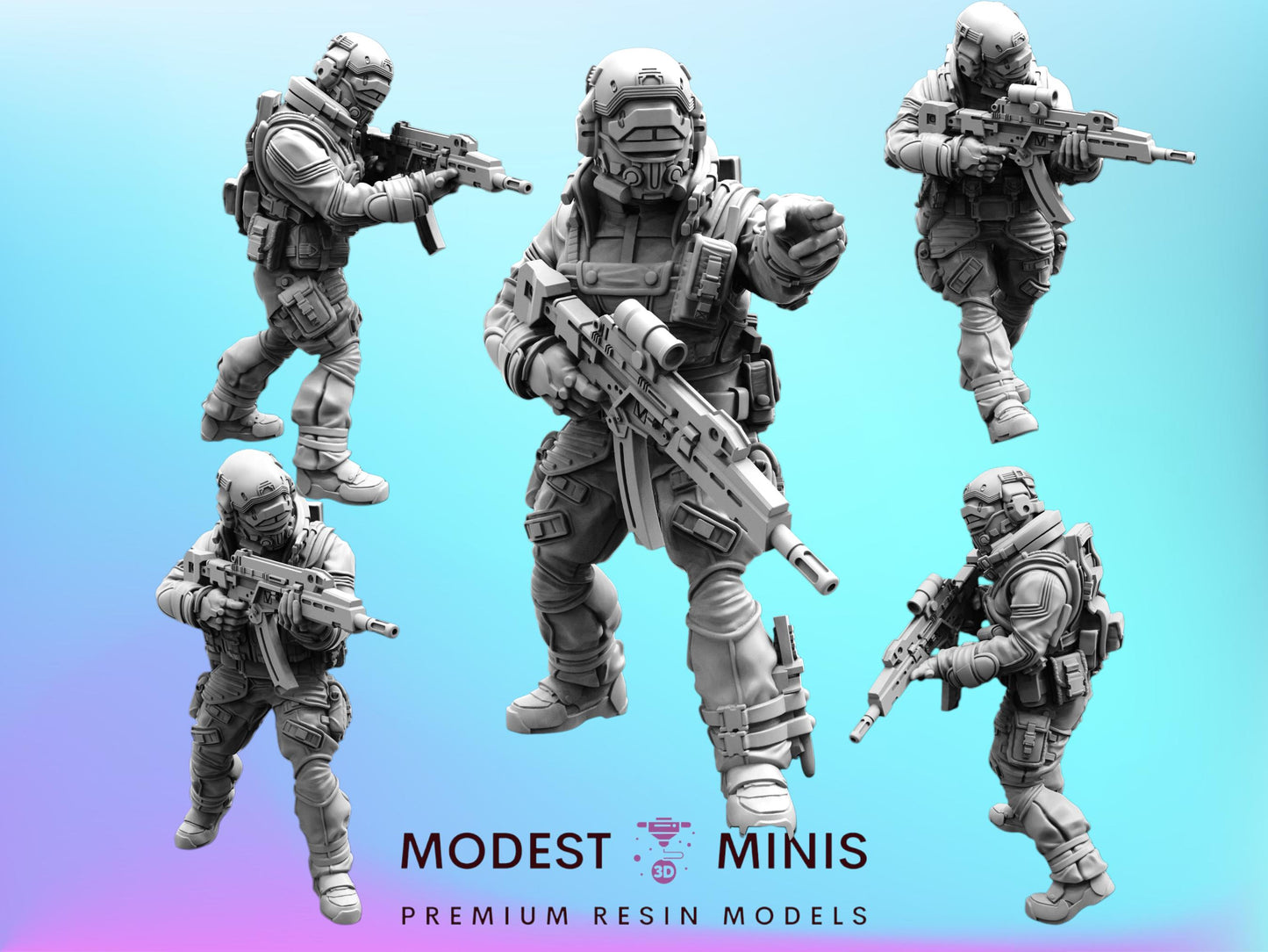 PMC Kill Team Alpha Squad - 32mm Scale Cyberpunk Mini  | Papsikels