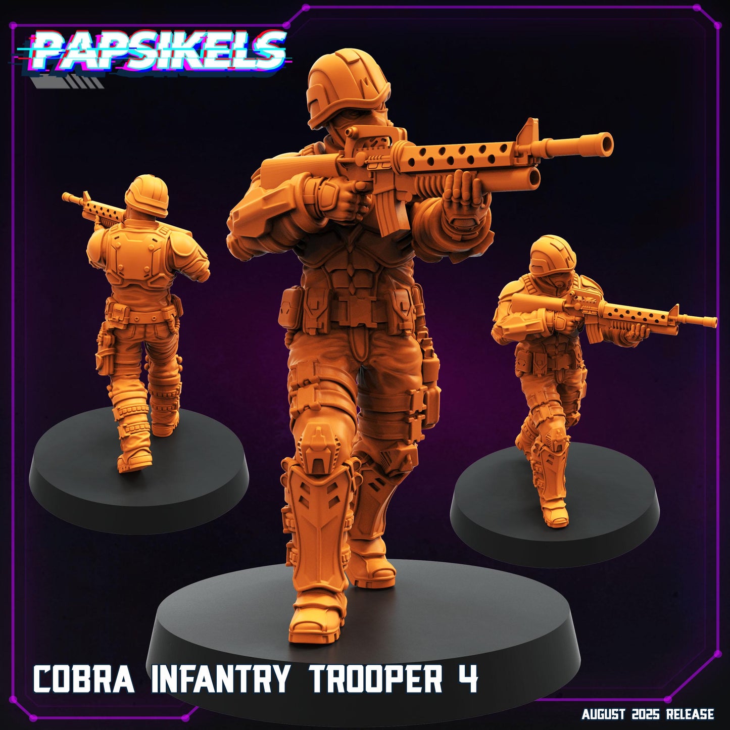 Cobra Infantry Troopers 1-6  - 32mm Scale Cyberpunk Mini  | Papsikels