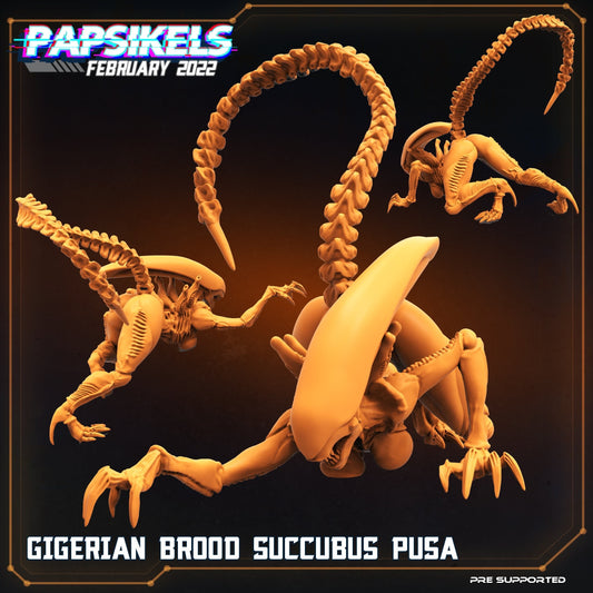 Gigerian Brood Succubus Pusa - 32mm Scale Alien Miniature | RPG | Sci fi | Cyberpunk | Role Playing | DnD | Papsikel