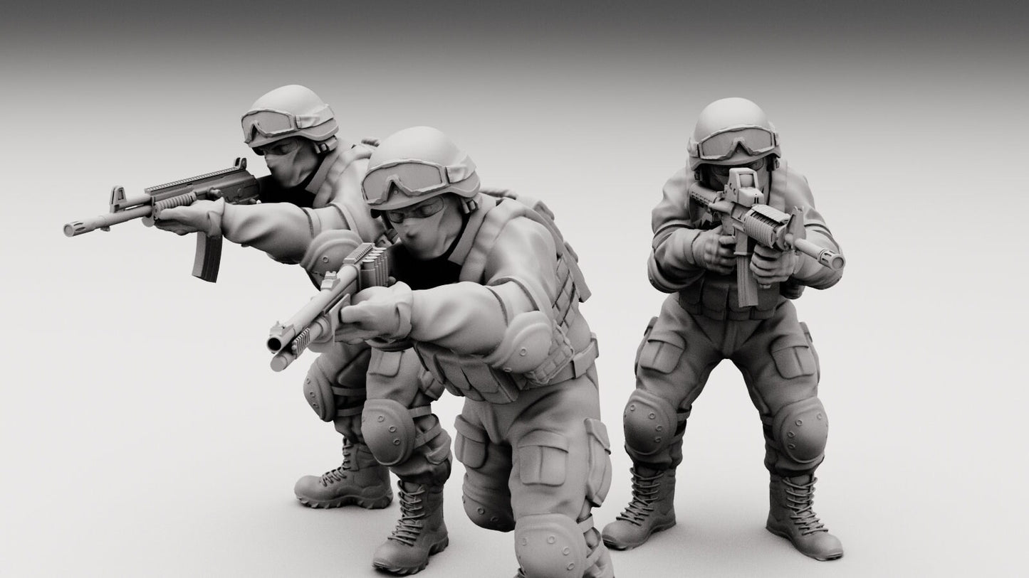 3pc Policia Federal - 28mm Scale Resin Military Miniature | Zona Alfa | Spectre Ops Mini