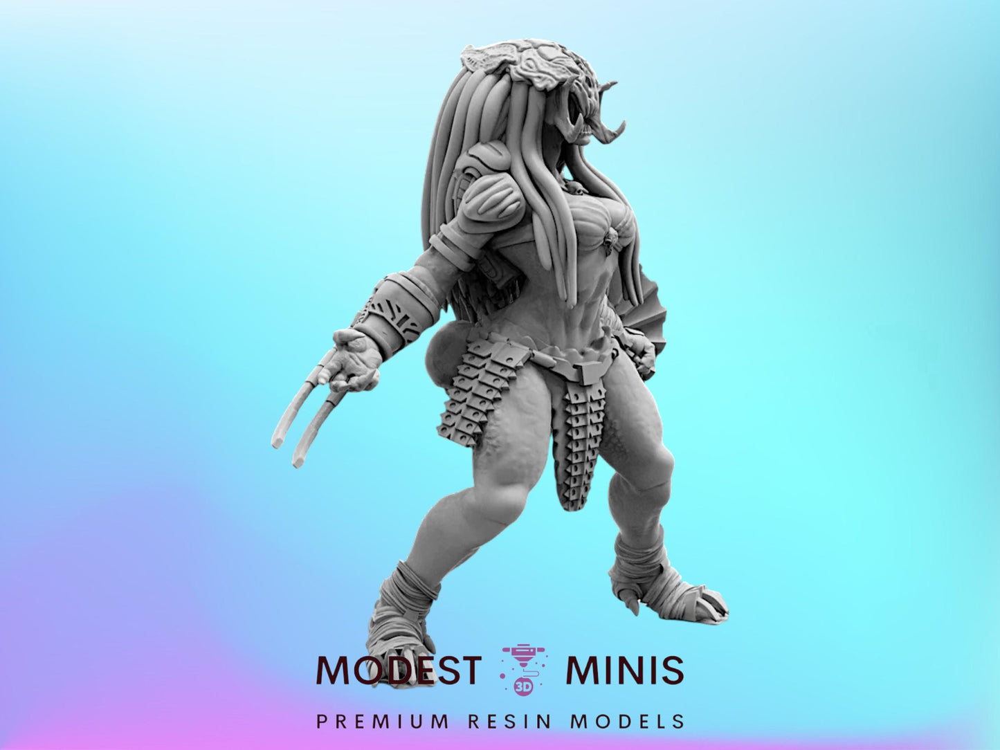 Feral Vixen Berserk Skull Hunter - 32mm Scale Alien Miniature | RPG | Sci fi | Cyberpunk | Role Playing | DnD | Papsikel