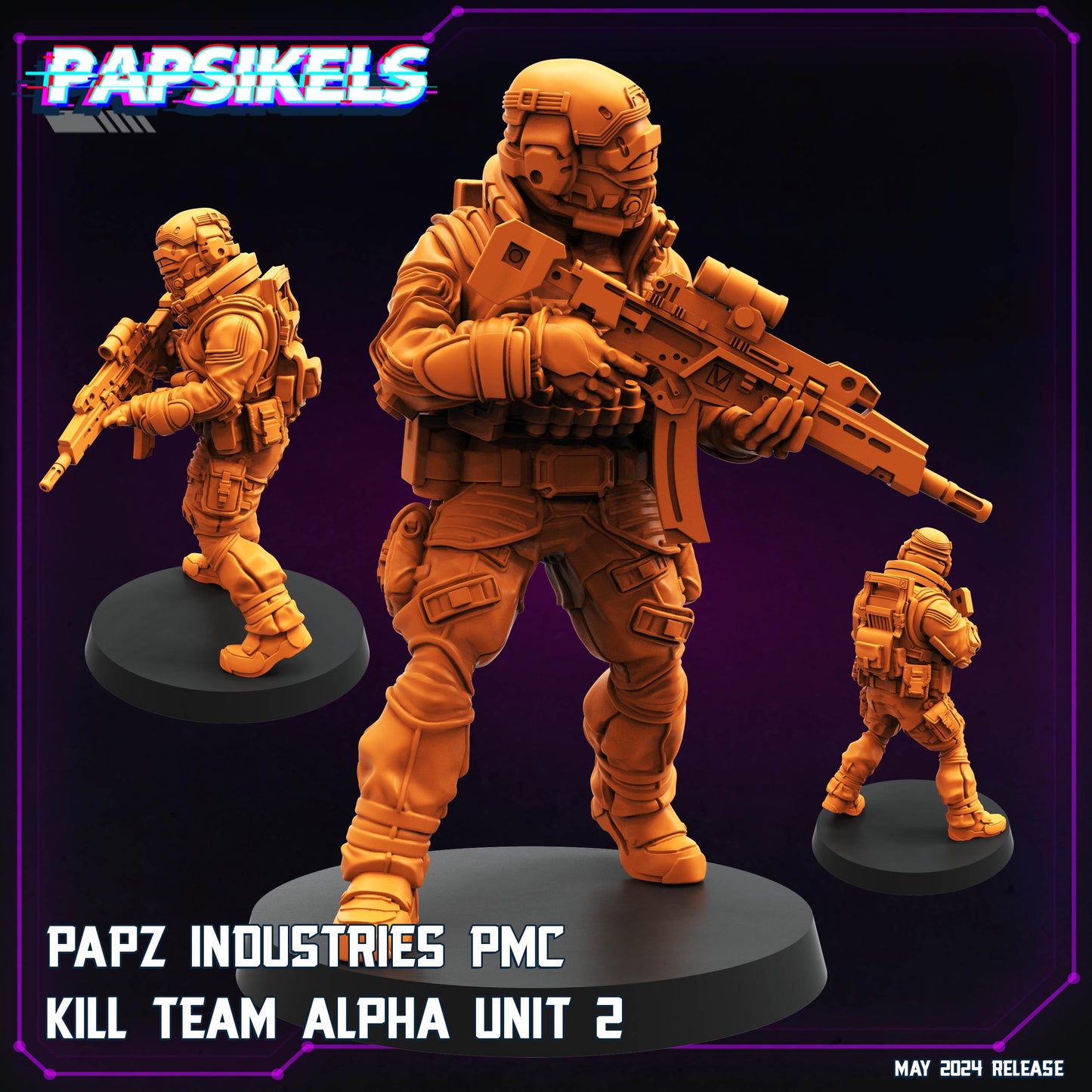 PMC Kill Team Alpha Squad - 32mm Scale Cyberpunk Mini  | Papsikels