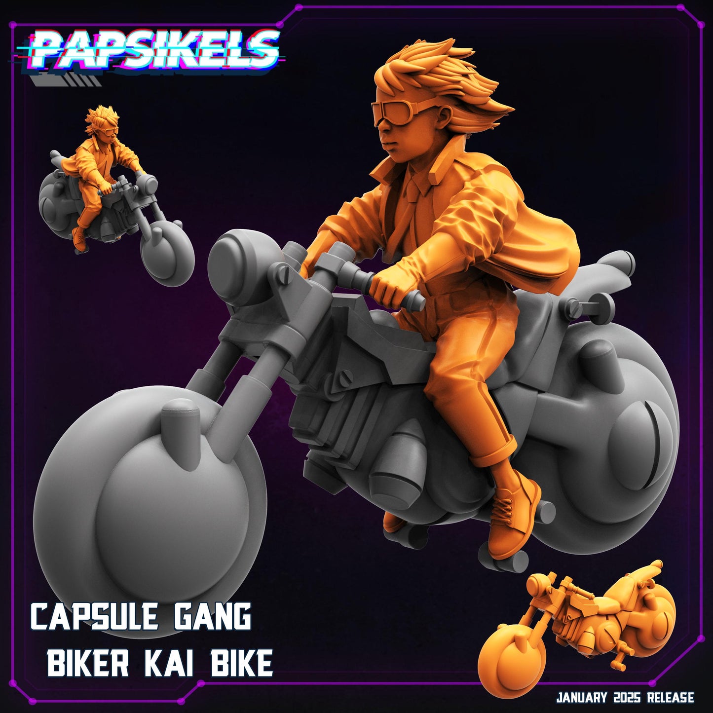 Capsule Gang Bikers - 28mm 32mm 40mm Scale Cyberpunk Miniature  |  Blade Runner | | Papsikels