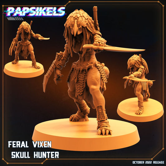 Feral Vixen Skull Hunter - 32mm Scale Alien Miniature | RPG | Sci fi | Cyberpunk | Role Playing | DnD | Papsikel