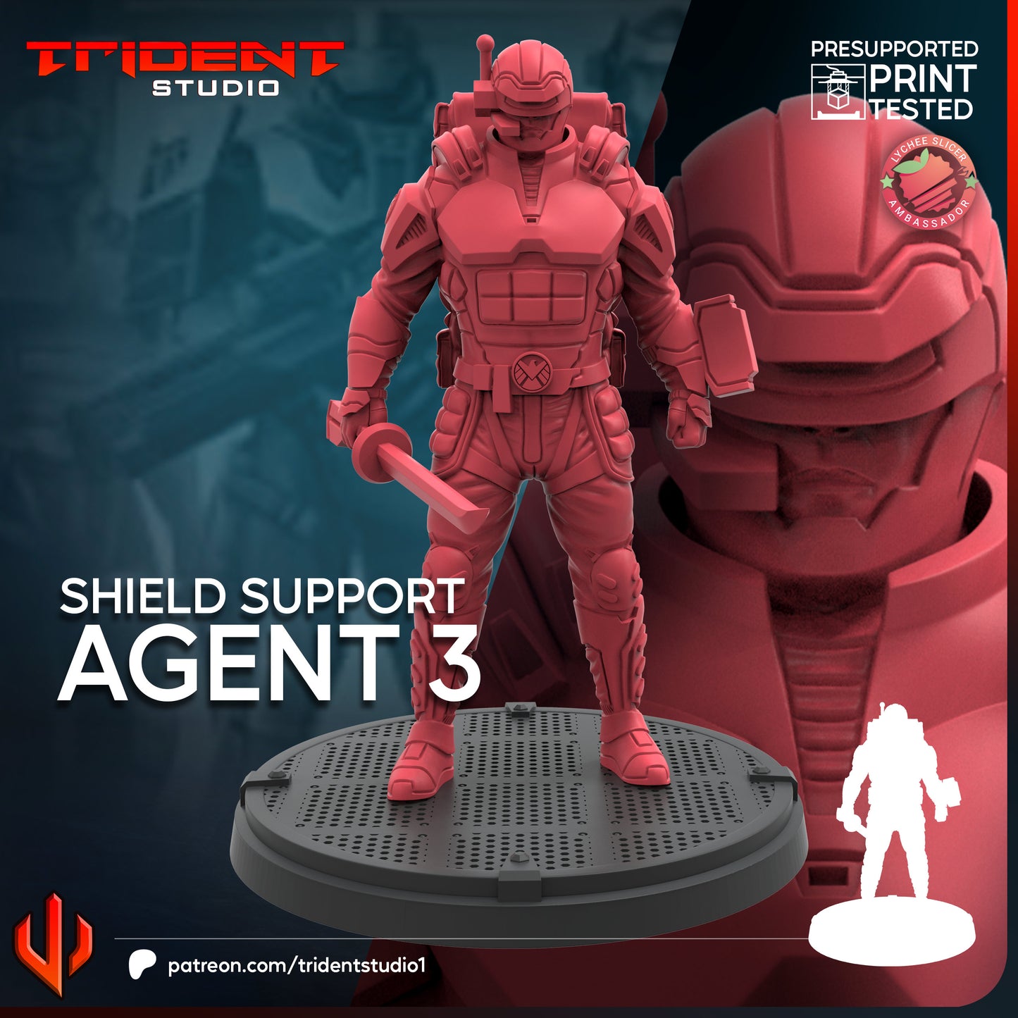 Shield Support Agent 1-3 | 32mm - 40mm Mini | Crisis Protocol Proxy | Superhero | Trident