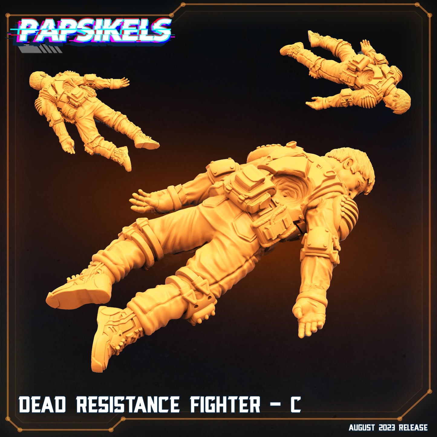 3pc Dead Resistance Fighter - 32mm Scale Alien Miniature | RPG | Sci fi | Cyberpunk | Role Playing | DnD | Papsikel