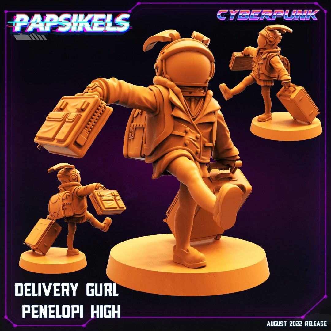 Cyberpunk Delivery Gurl Penelopi High - 32mm Scale Alien Miniature  | Batang City | Papsikels