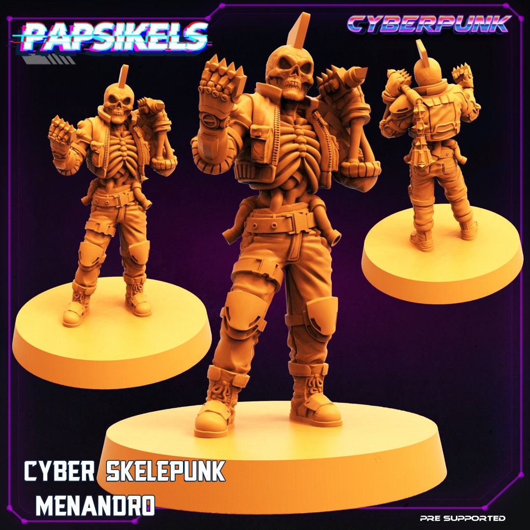 7pc Skelepunk Set - 32mm Scale Alien Miniature  | Batang City Cyberpunk | Papsikels