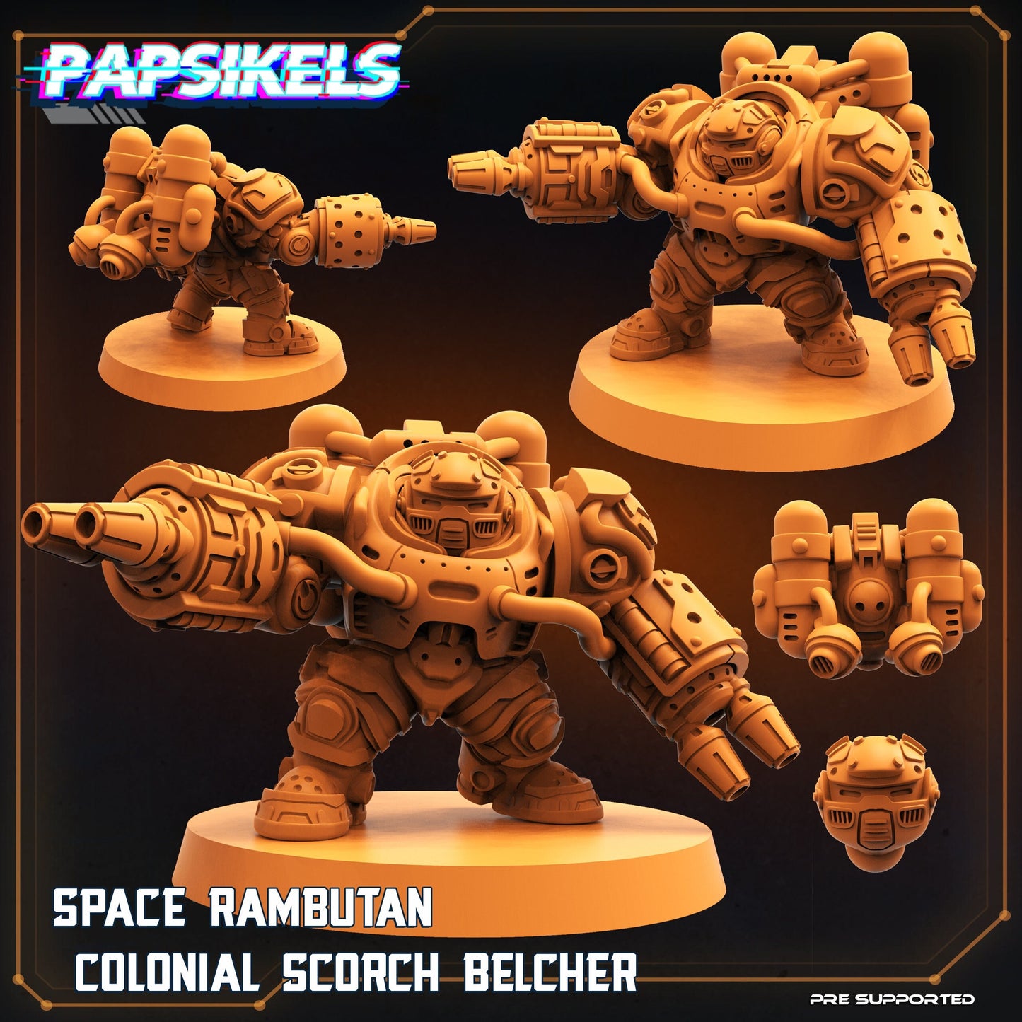 Space Dwarf Scorch Belcher - 32mm Scale Alien Miniature | RPG | Sci fi | Cyberpunk | Role Playing | DnD | Papsikel